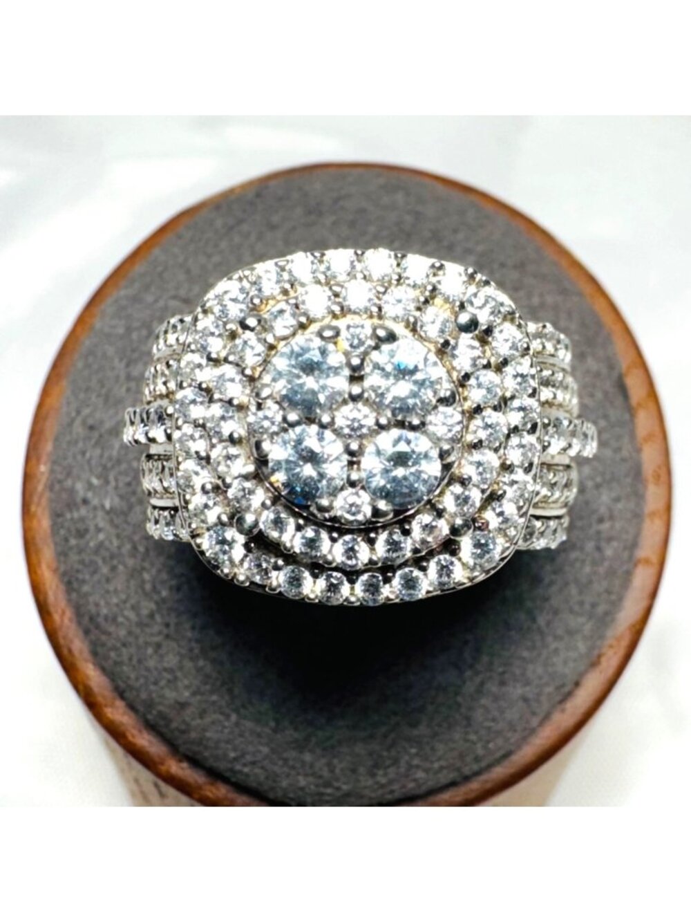 Cubic Zirconia Pavé Set Statement Ring Sterling Silver 925 Size 8